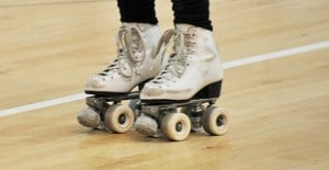 Roller skating in roller rink
